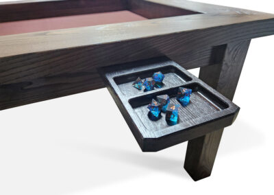 Solid ash board game table with dice trays handcrafted in Canada