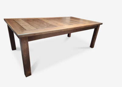 Solid black walnut board game table with removable dining toppers handcrafted in Canada