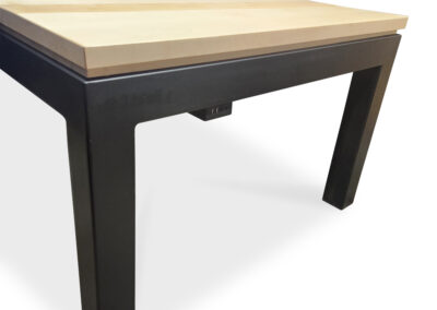 Custom Board Game Table handcrafted in Canada with a custom matte black powder-coated metal base