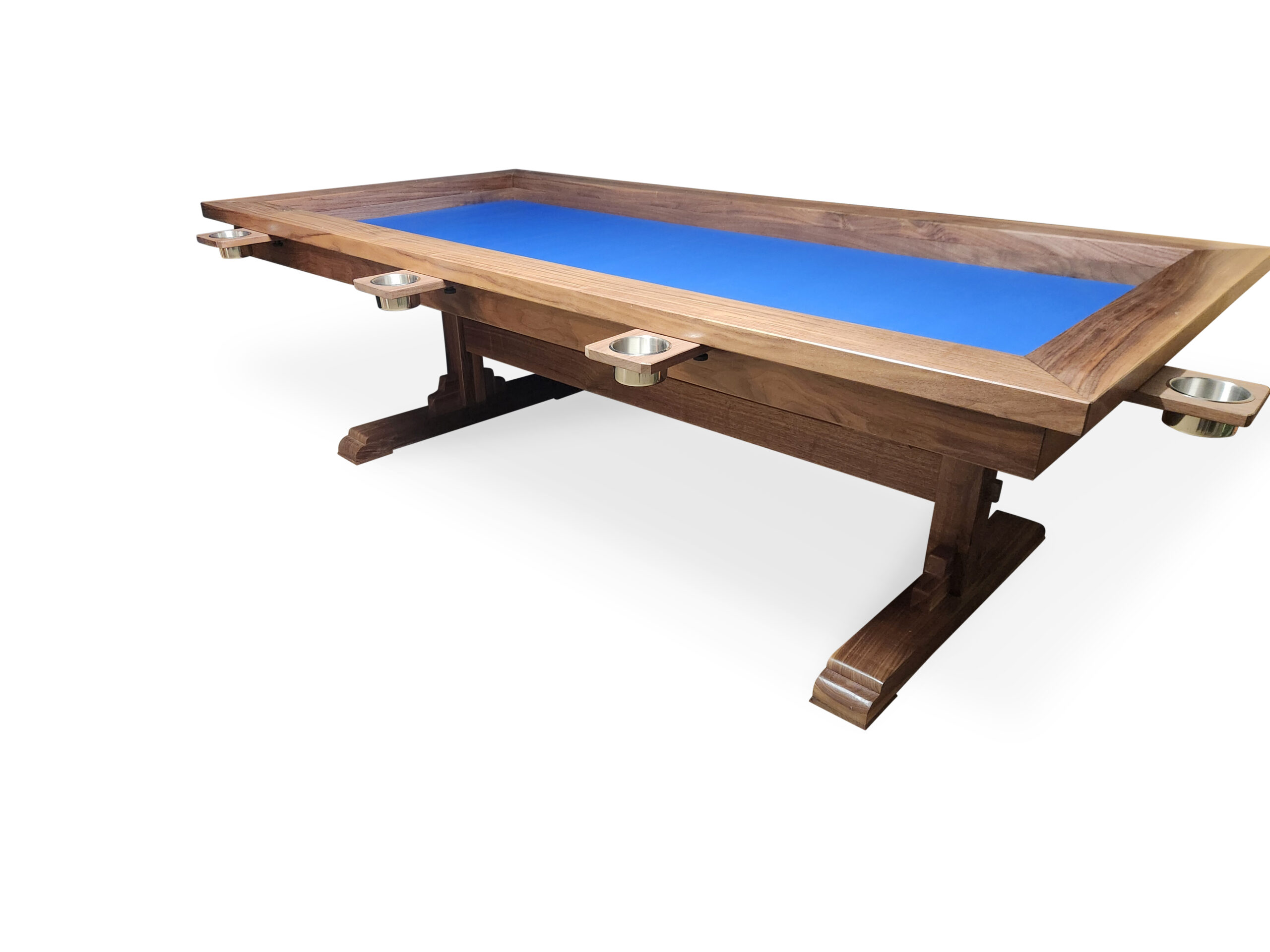 Black Walnut Board Game Table | Western Pride Woodworks - Custom Woodworking & Custom Furniture - Solid Wood Dining Tables Custom black walnut board game table with recessed gaming vault in Canada